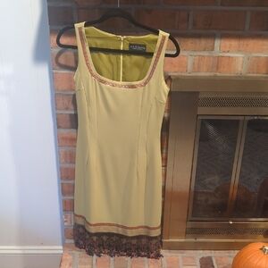 ABS Green Dress With Beaded Hem